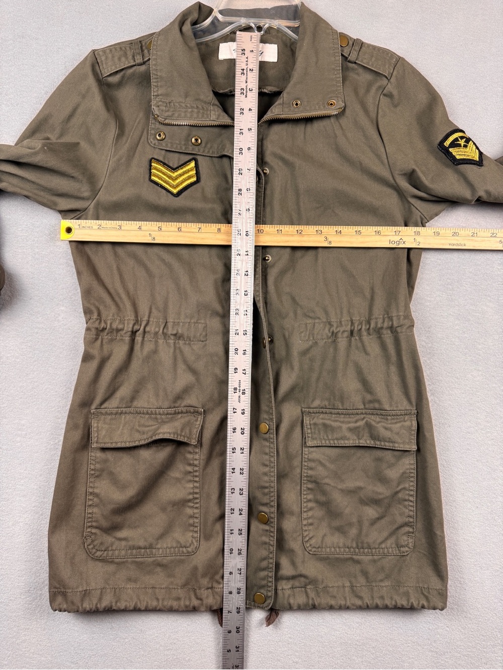 Sebby Utility Military Army Green Jacket Patches, Women’s Medium Zipper Snaps - Picture 9 of 10